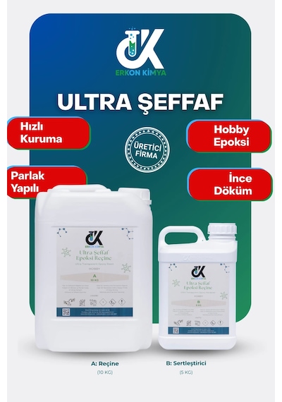 Erkon Kimya Ultra Şeffaf Hobby Epoksi 15 Kg