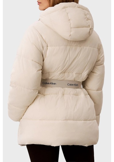 Calvin Klein Kadın Marka Logolu Bel Kemerli Çift Fermuar Cepli Bej Mont Lv047d507g 67u