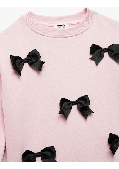 Koton Fiyonklu Pembe Kız Çocuk Sweatshirt 7wkg10081ak