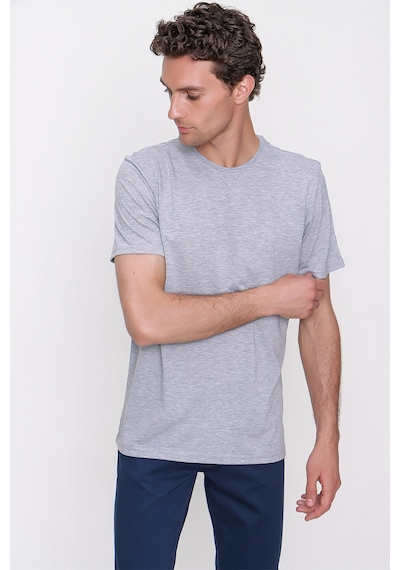 Morven Erkek Gri Basic Düz %100 Pamuk Bisiklet Yaka Dynamic Fit - 541060839 Gri