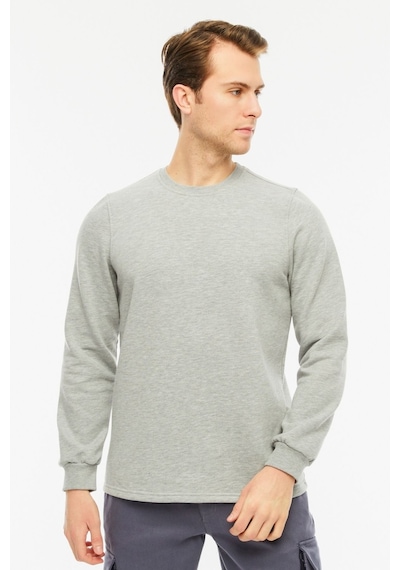 Uniprom Sweatshirt Bisiklet Yaka Içi Polarlı 3 Iplik Pamuklu Normal Kesim Erkek Gri