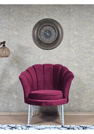 Zafir Tekli İstiridye Beyaz Boyalı Telli Ayak Çay Seti Koltuk Tekli Berjer , Balkon, Salon, Ofis Bordo