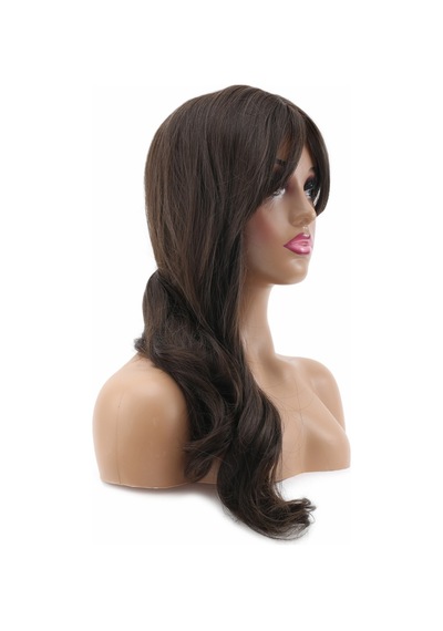 Hafif Daalı Orta Boy Perçemli Fiber Sen Peruk / Koyu Espresso Kahve 2466863