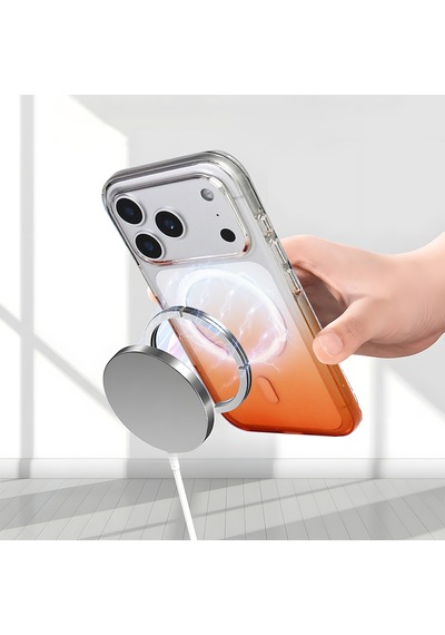 Apple iPhone Uyumlu 17 Pro Max Kılıf Renk Geçişli Magsafe Şeffaf Kamera Yükseltili Silikon Pazarplus Mor
