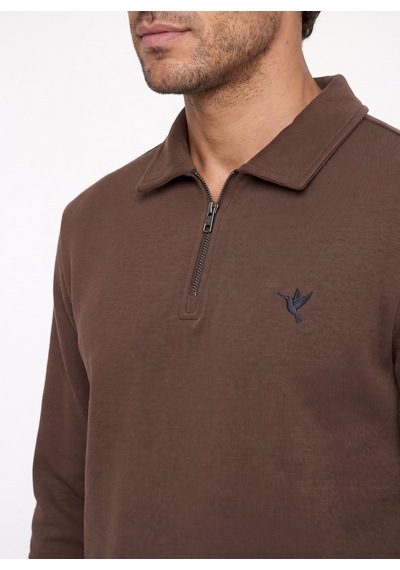 Fabrika Kahverengi Erkek Sweatshirt F6wm-swt 2253 Açık Kahverengi