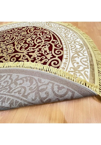 Osmanlı Çiçek Desenli 200 X 200 Makine Yuvarlak Yün Halı Kırmızı