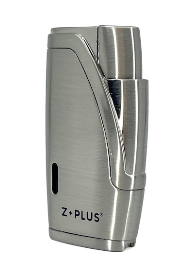 Z+plus Çift Torch Alevli, Entegre Delicili Punch Lüks Puro Çakmağı - Mat Krom Gri