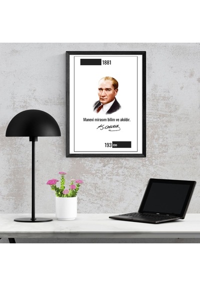 Atatürk Portreli Duvar Tablosu Yapışkanlı Sök Tak Çerçeveli 20x30cm - 1881-193 Sonsuzluk Tasarımlı Hediye Poster