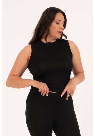 Myline Basic Kolsuz Triko Top-siyah Siyah