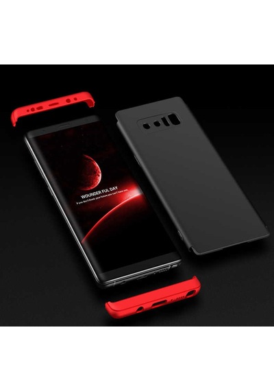 Galaxy Note 8 Kılıf Zore Ays Kapak Siyah-Kırmızı