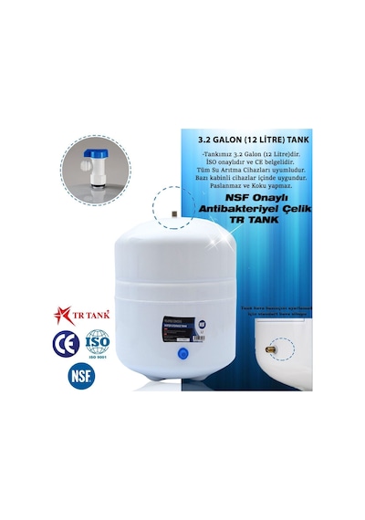 WaterMelon Tüm Su Arıtma Cihazları Uyumlu Metal Genleşme Tankı NSF Onaylı Paslanmaz Çelik 3.2 (12 Litre) Tr Tank WaterMelon Tüm Su Arıtma Cihazları Uyumlu Metal Genleşme Tankı NSF Onaylı Paslanmaz Çelik 3.2 (12 Litre) Tr Tank