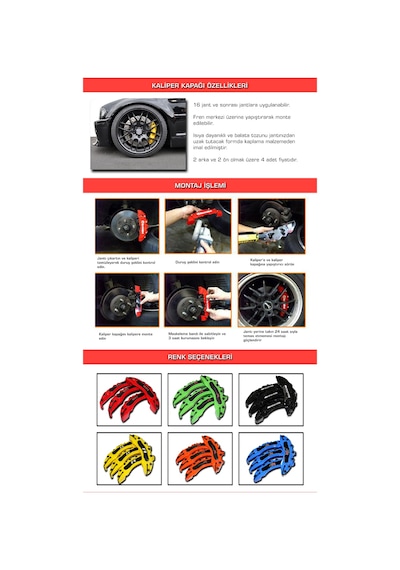 Audi Siyah Brembo 4'lü Kaliper Seti Kabartmalı
