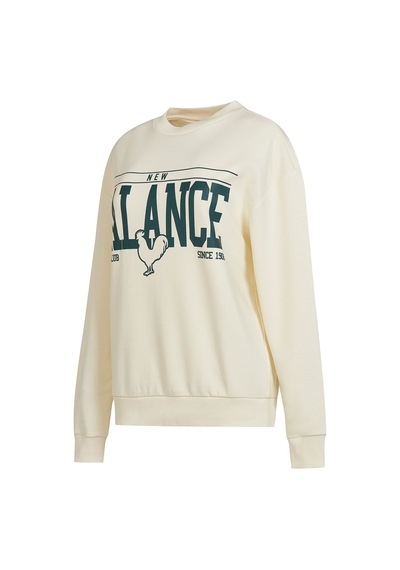 New Balance 3401 Erkek Beyaz Yuvarlak Yaka Sweatshirt Beyaz