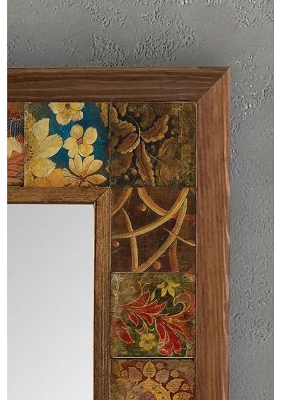 Oscar Stone Decor Ahşap Çerçeveli Mozaik Doğaltaş Ayna 33 Cm X 33 Cm Antre Aynası Ayn-016 Diğer