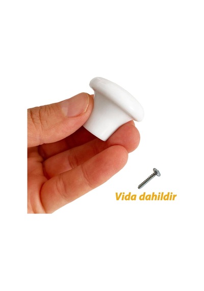 Glaswen 8 Adet Sert Plastik Mantar Düğme Kulp Beyaz Dolap Mobilya Mutfak Dolabı Çekmece Kapak Kulpu Kulbu Diğer