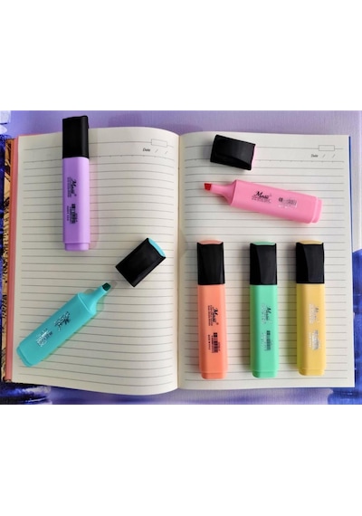 Masis Pastel Renk Fosforlu İşaretleme Kalemi 6'lı Set Çok Renkli