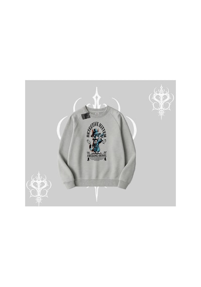 Tarzsokak Procatstinator Kedi Baskılı Biskilet Sweatshirt Beyaz