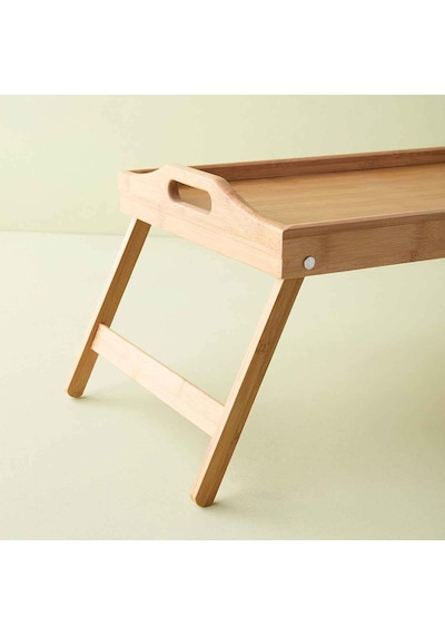 Katlanır Ayaklı Bambu Yatak Tepsisi Ahşap Laptop Standı, Kitap Okuma Ve Çalışma Rahlesi, Kahv Naturel