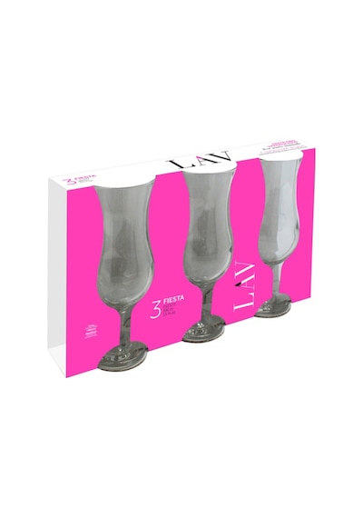 Lav Fiesta Cam Kokteyl Bardağı 3'lü 390 ml (Meşrubat/Smoothie /Milkshake/Soğuk Kahve Bardağı )