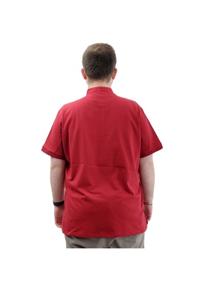 Mode Xl Büyük Beden Erkek Tişört Düğmeli Hakim Yaka T-shirt U24339 Bordo Bordo