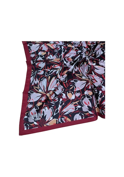 Mim Eşarp Vav İpek Kadın Micro Twill Sport Çiçek Desenli Eşarp Bordo - Siyah
