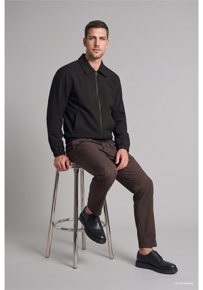 Defacto Regular Fit Fermuarlı Polo Yaka Basic Düz Twill Uzun Kollu Gömlek I0166ax26wnkh538 Haki-kh538