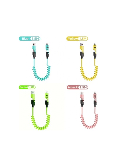 Eıma 4in1 Yaylı Esnek Hızlı Şarj Kablosu Type-c Lightning Micro Usb 65w Pd