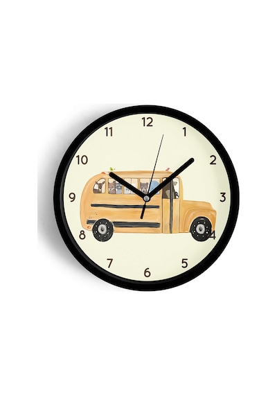 Soyut Hayvanlar Temalı Çocuk Odası Modern Duvar Saati - 25cm - Önü Camlı Siyah Kasa-jh0138 Siyah
