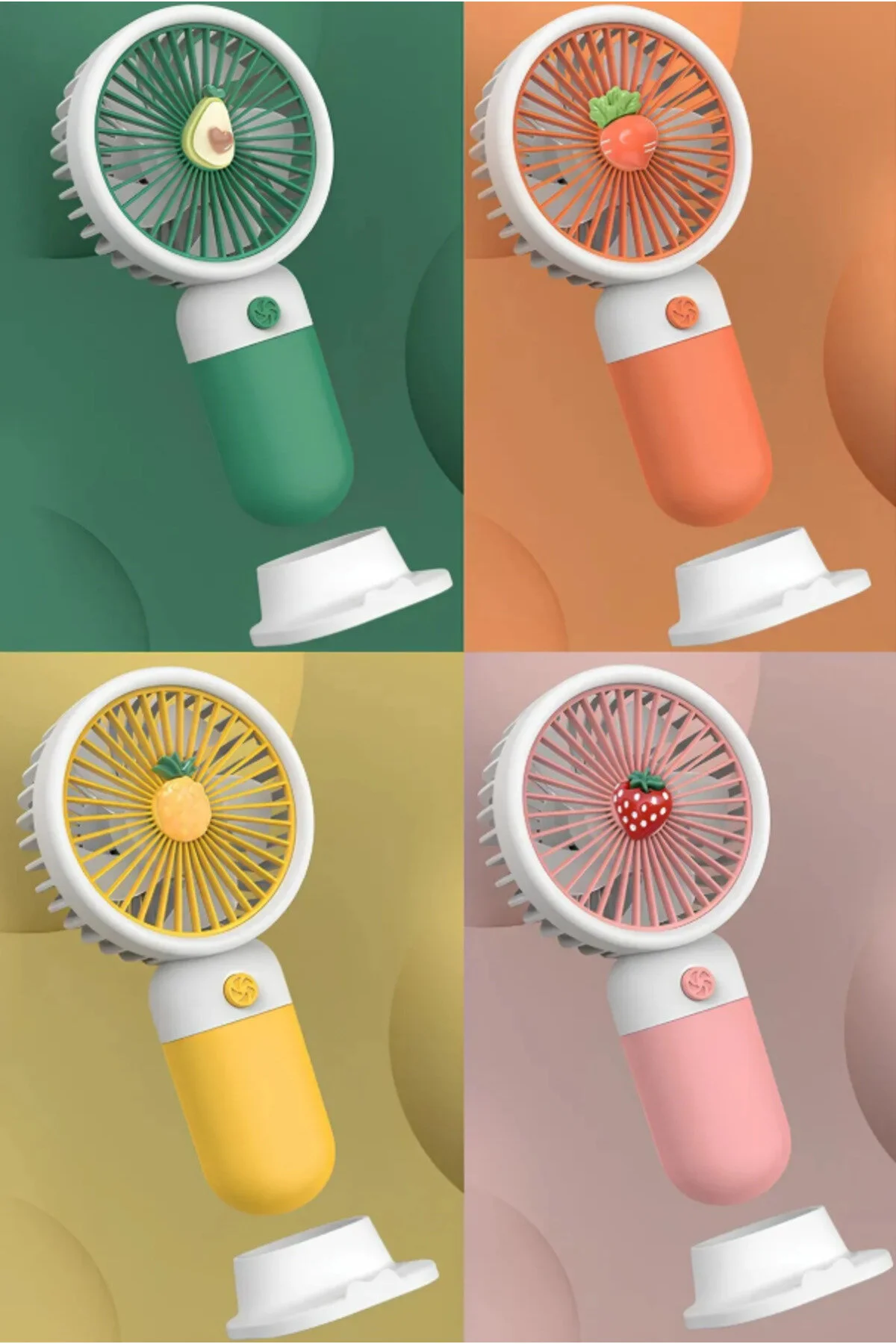 Meyve Figürlü Mini Fan Şarjlı El Vantilatörü Taşınabilir Soğutucu Çok Renkli
