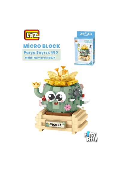 Loz Mikro Blok Serisi Kaktüs Figürü 450 Parça Oyuncak Yapım Seti Fflz-8834