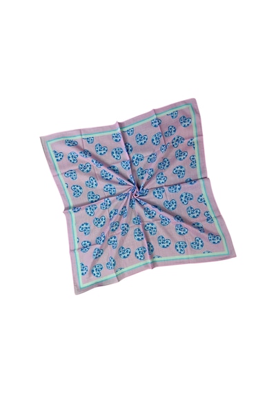 Mim Eşarp Valino Soft Pamuk Çocuk Desenli Eşarp 70x70 Cm Lila - Kalp