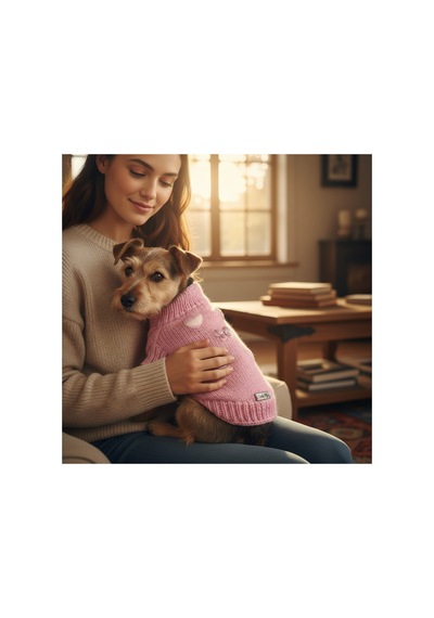 Kedi Ve Köpek İçin Kalpli Kelebekli Pembe Kazak