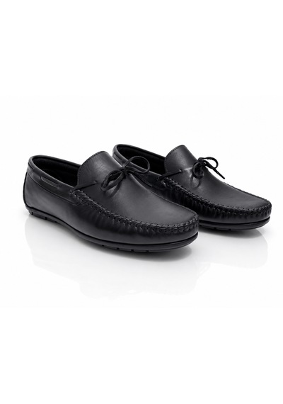 Beto Siyah Napa Hakiki Deri Erkek Loafer Ayakkabı Siyah Siyah