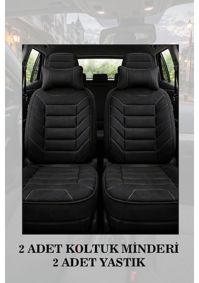 Hyundai İx35 2014 Uyumlu Premium Siyah Renk Lüks 2 Adet Minder Ve Yastık