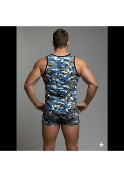 Erkek Kamuflaj Tank Top Boxer İç Çamaşır Takımı Çok Renkli