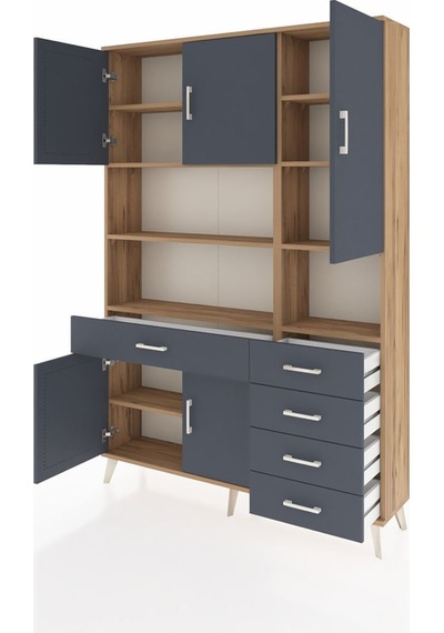 Arges Dolap 9 Raflı 5 Çekmeceli 5 Kapaklı 132x30x195 Çam-antrasit/antrasit Antrasıt/antrasıt Arges Dolap 9 Raflı 5 Çekmeceli 5 Kapaklı 132x30x195 Çam-antrasit/antrasit Antrasıt/antrasıt
