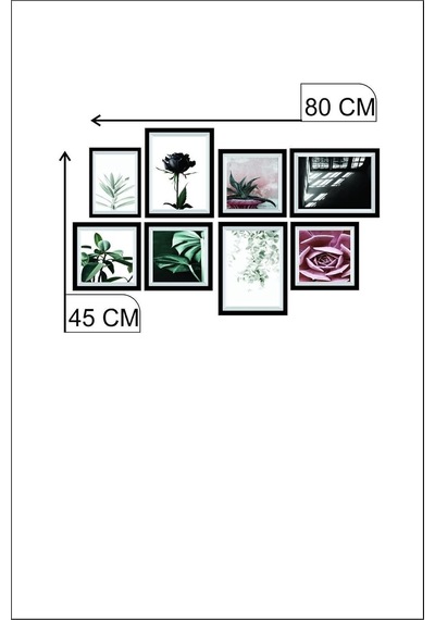 8 Parça Dekoratif Mdf Tablo Seti Çerçeve Görünümlü Dekolıadko0113