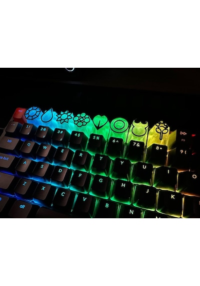8 Parça Işık Geçiren Pokemon Anime Rozet Temalı Mekanik Klavye Tuş Seti Koleksiyonluk Keycap