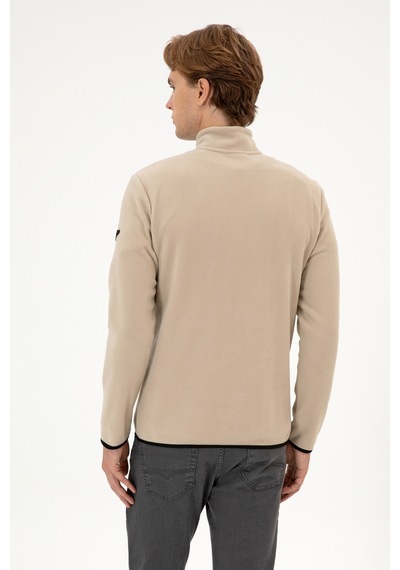 U.S. Polo Assn. Erkek Regular Fit Koyu Bej Polar Yarım Fermuarlı Basic Sweatshirt 50313777-VR088