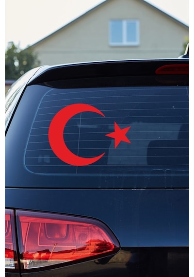 Ay Yıldız Oto Cam Sticker Kırmızı 25 19 Cm