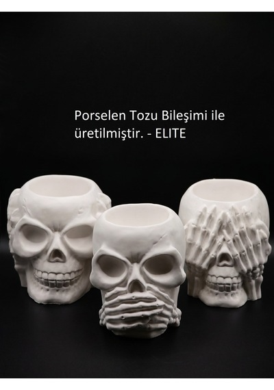 10cm Üçlü Kuru Kafa Seti - Görmedim Duymadım Bilmiyorum Temalı Gothic 68520873