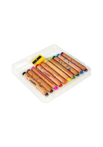 Çocuk Carioca Baby "3 In 1" Jumbo Ahşap Gövdeli Boya Kalemi 10'lu Çok Renkli