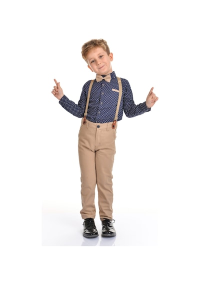 Mnk Baby & Kids Uzun Pantolon Koyu Desenli Gömlek Erkek Çocuk Takımı Lacivert