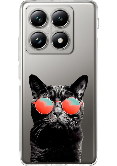 Xiaomi Mi 14t Pro İle Uyumlu Kedi 3 Baskılı Kamera Korumalı Şeffaf Kılıf Şeffaf