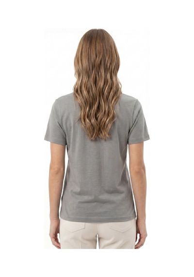 Goffra Kadın Vision Bisiklet Yaka Premium Kalite Yoğun Dokulu Pamuklu T-shirt Koyu Gri W101-r0220-04