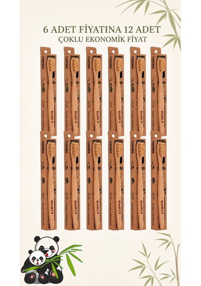 Bambu Diş Fırçası Medium 12 Adet Çevre Dostu Bpa Free - Bamboo Toothbrush