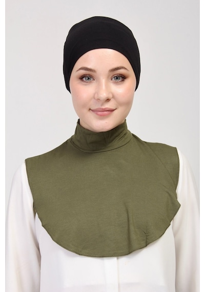 Manolyaşal İslamic Hijab Düz Balıkçı Yakalı Kurtarıcı Boyunluk Haki