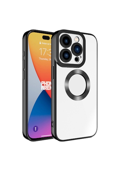 Apple iPhone Uyumlu 15 Pro Kılıf Kamera Lens Korumalı Logo Gösteren İnce Hafif Pazarplus Gümüş