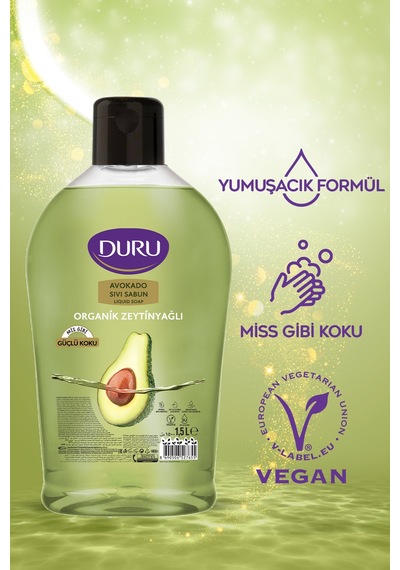 Organik Zeytinyağlı Sıvı Sabun Avokado 1,5 1,5 500ml