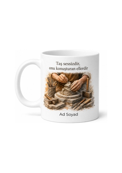 Heykeltıraş Çamur Şekillendiren Mermer Oyan Boyutlu Sanat Kupa Bardak Hediye Beyaz / Çok Renkli